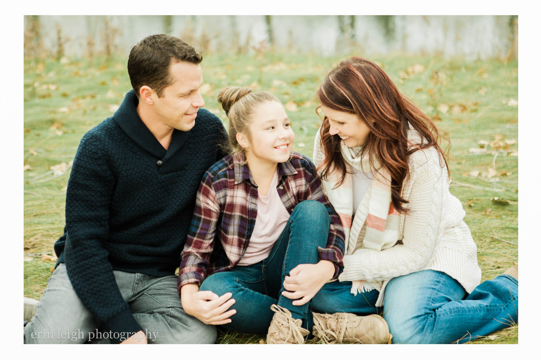 family of 3 fall portrait session