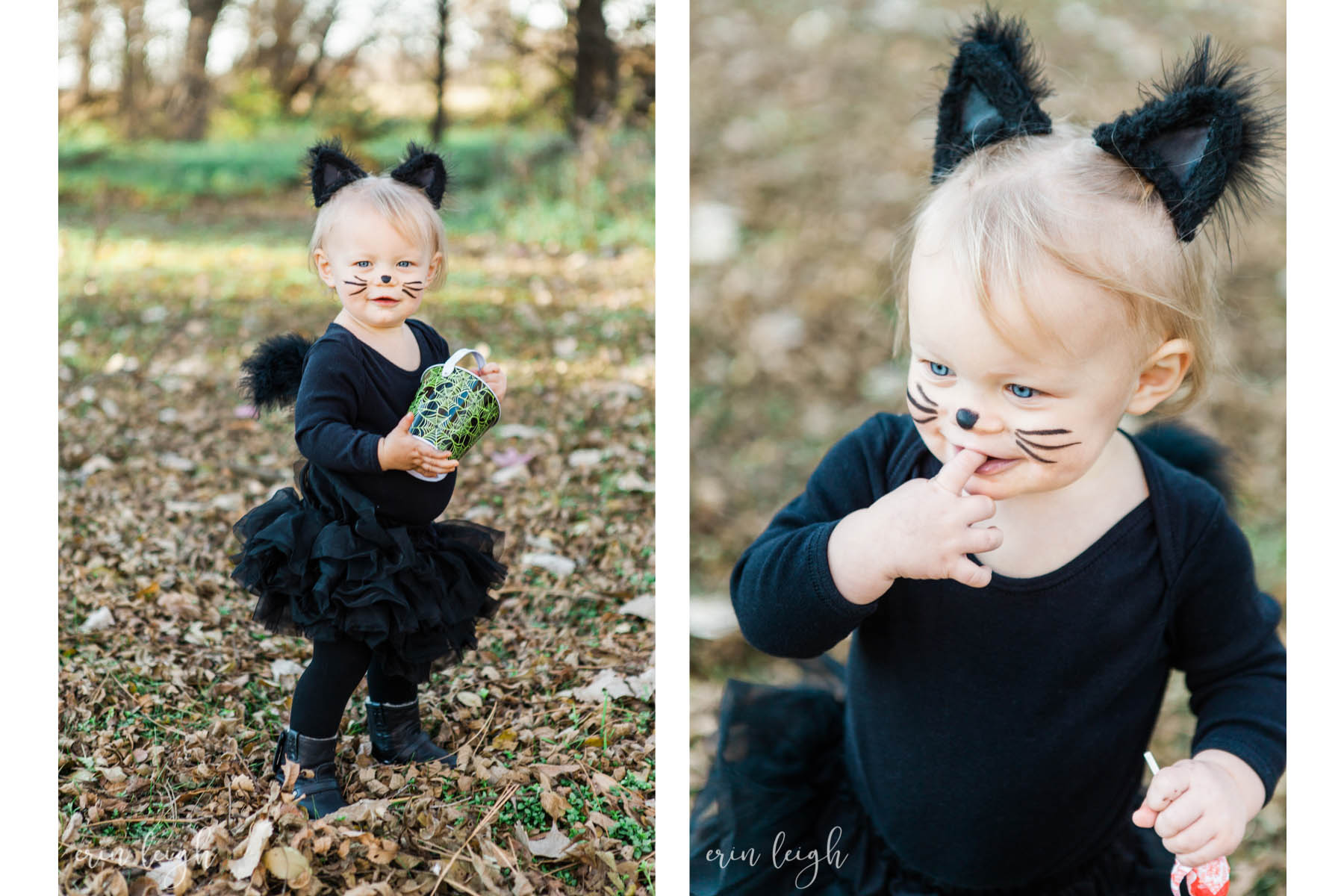 child dressed as a cute kitten on hallween