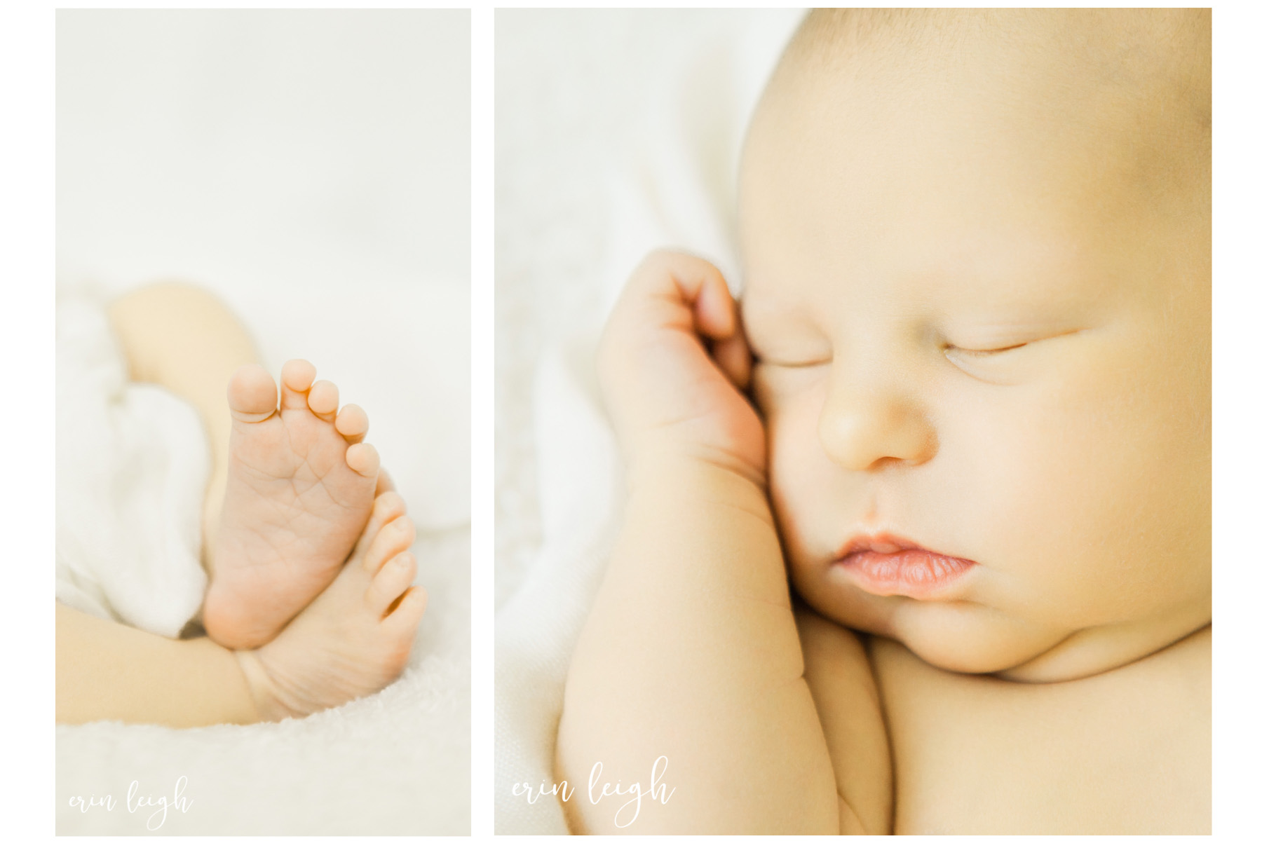 newborn baby photography session cute face and baby toes